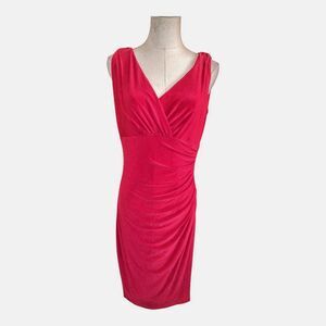Lauren Ralph Lauren Red Rouched Bodice Dress Size 8